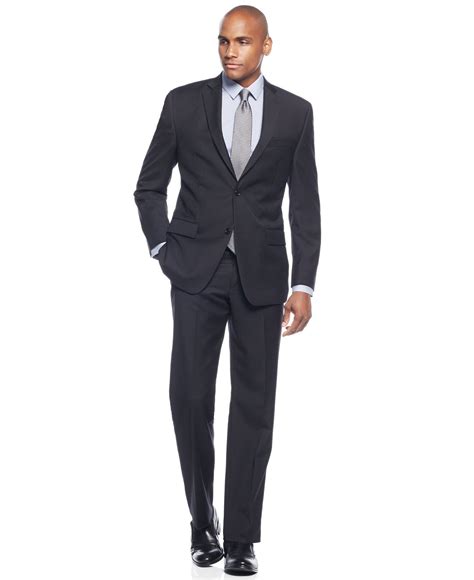 michael kors black stripe modern fit suit|Michael Kors wool blend.